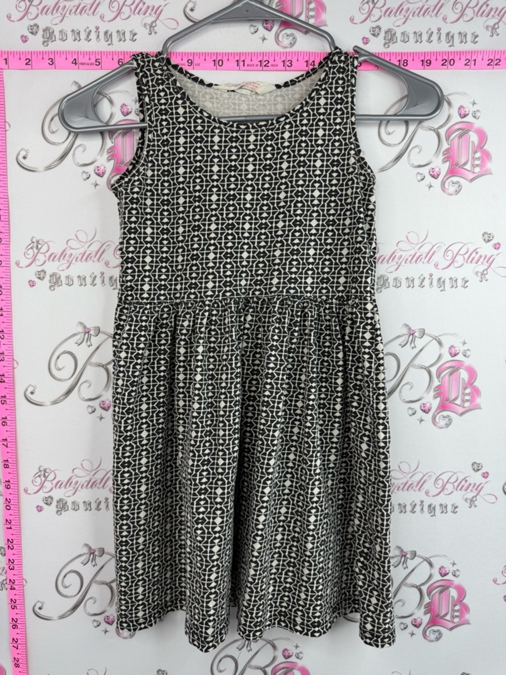 H&M dress girls Black and White Geometric Sleeveless Girls Dress